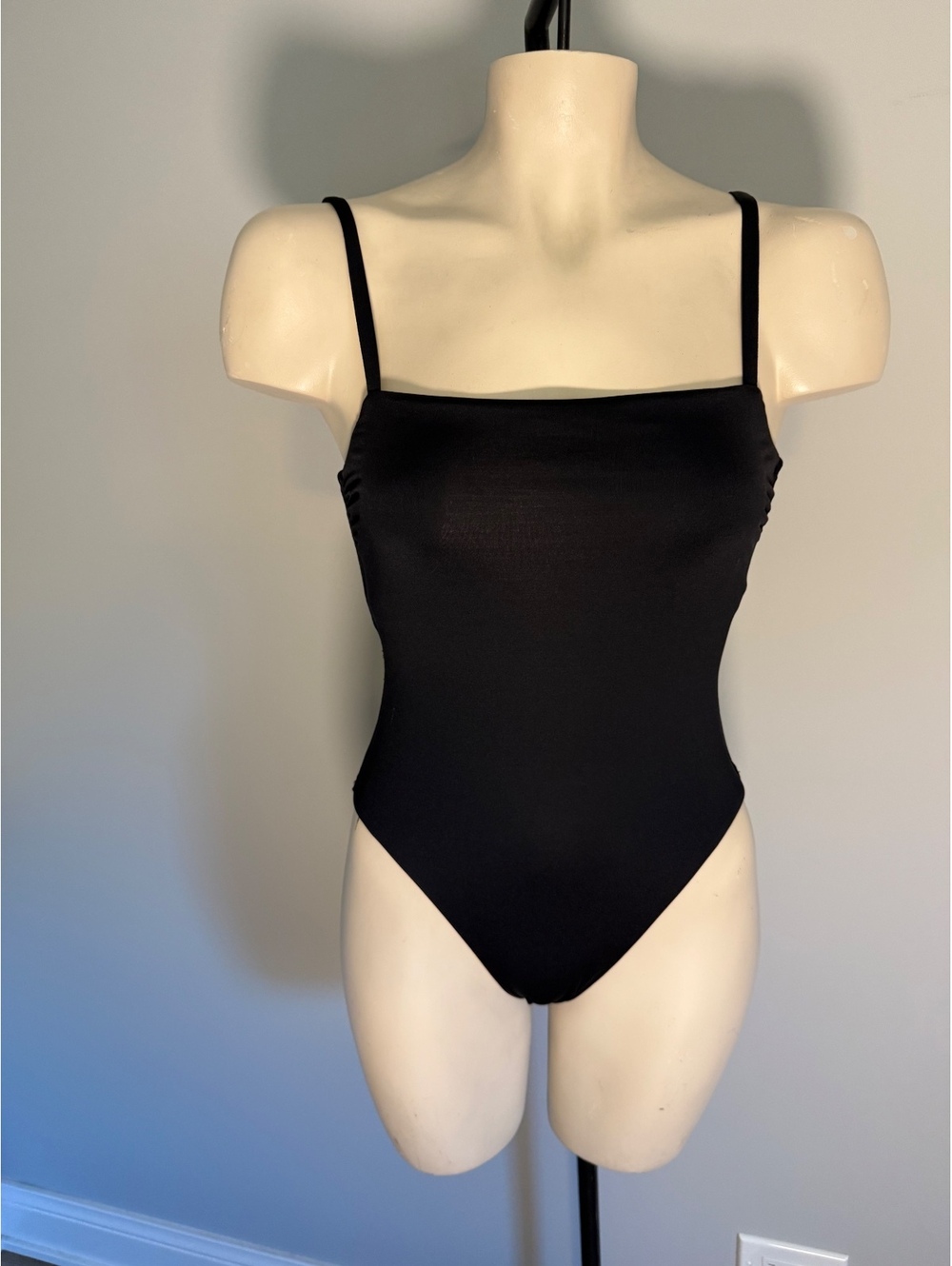 Vitamin A Black One Piece Swimsuit with Adjustable Straps, Size M